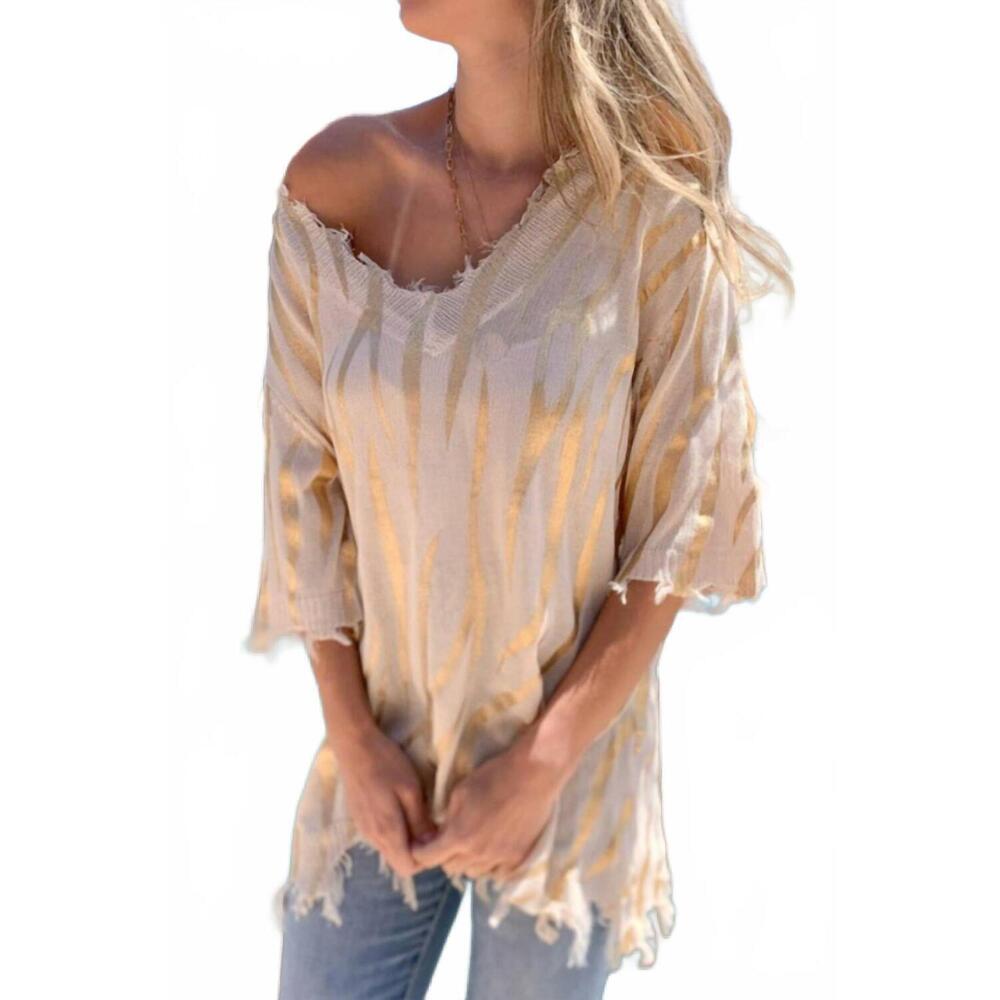 NEW AMOLI zero effort zebra knit top in ivory